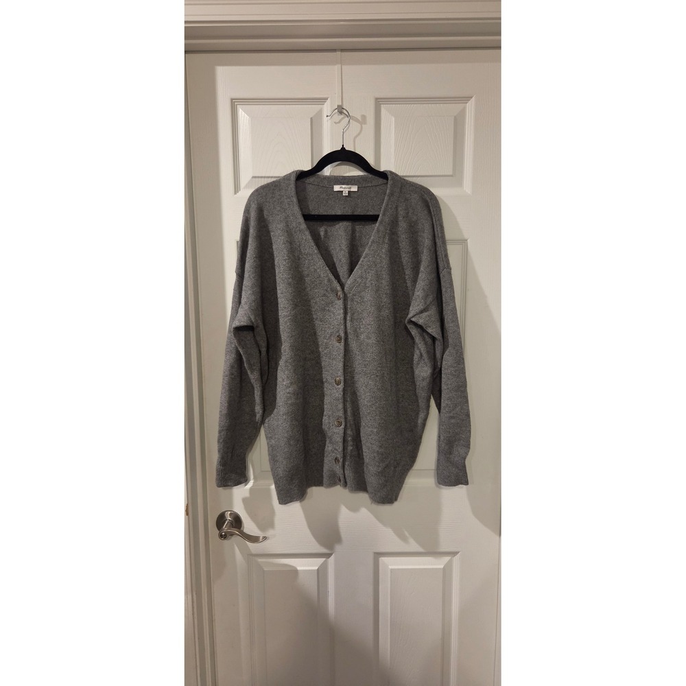 Madewell Merino Wool Blend Relaxed V-Neck Cardigan XL Gray Oversized NM610